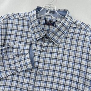 Paul & Shark Shirt Mens 2XL Blue Gray Plaid Button Up Made Italy Yachting 46